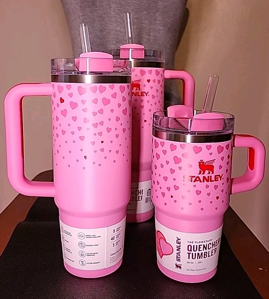 LOT OF 3 StanleyCup Valentines Day 2025 40oz, 30oz, 20oz H2.0 Flowstate Tumbler