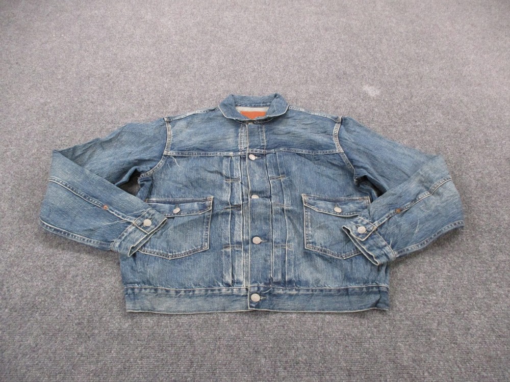 RRL Ralph Lauren Jean Jacket Mens L Blue Denim Double RL Trucker Barn Workwear