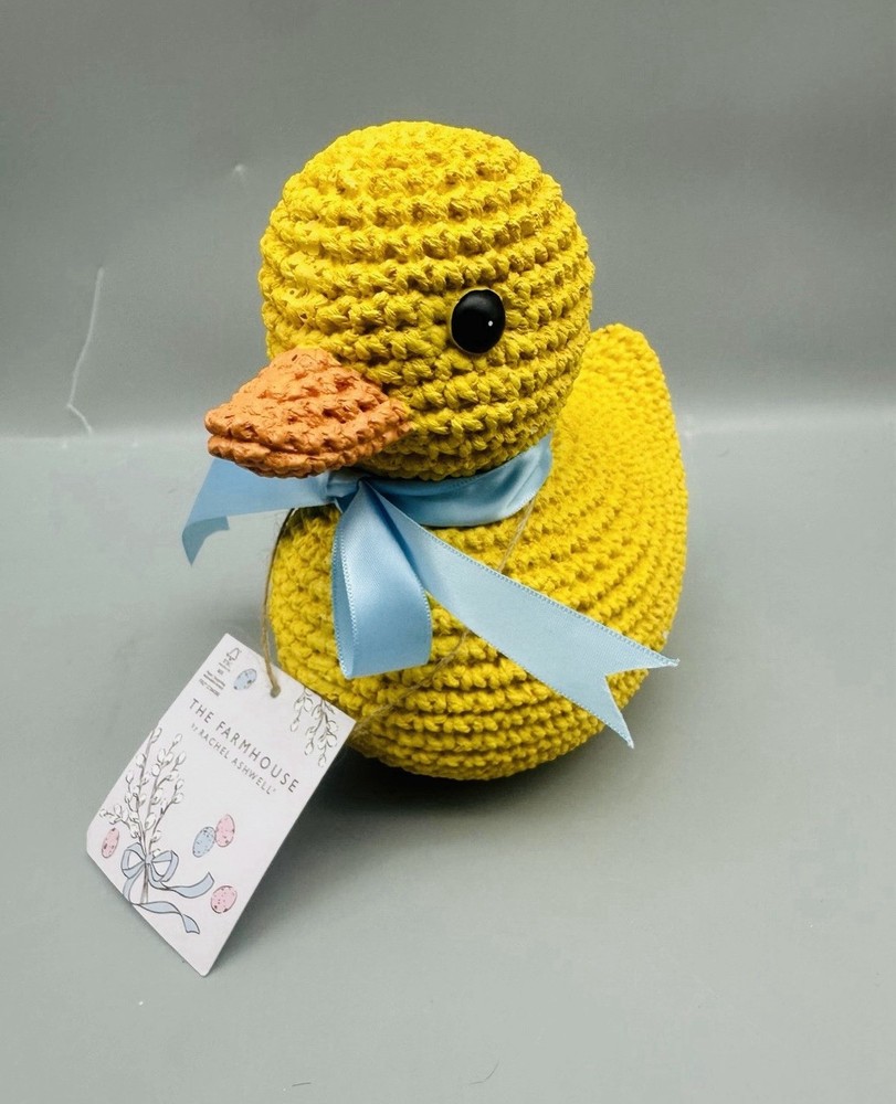 💛NWT The Farmhouse Faux Crochet Yellow Decorative Duck