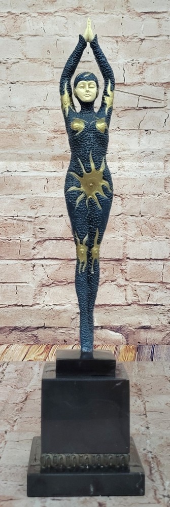 Bronze Art Deco Egyptian Dancer Statue with Starfish Collectible Artwork NR