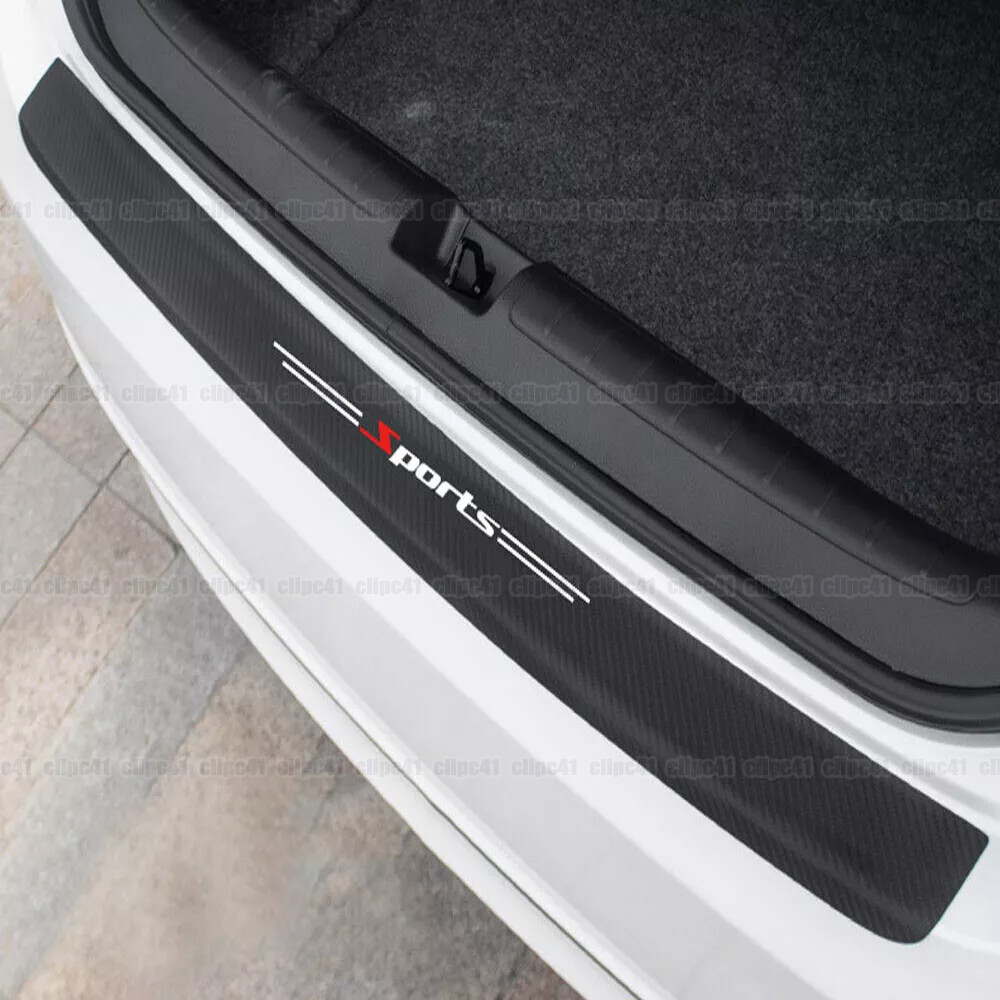 Black Carbon Fiber Rear Bumper Guard Sticker Trunk Protector 1pc