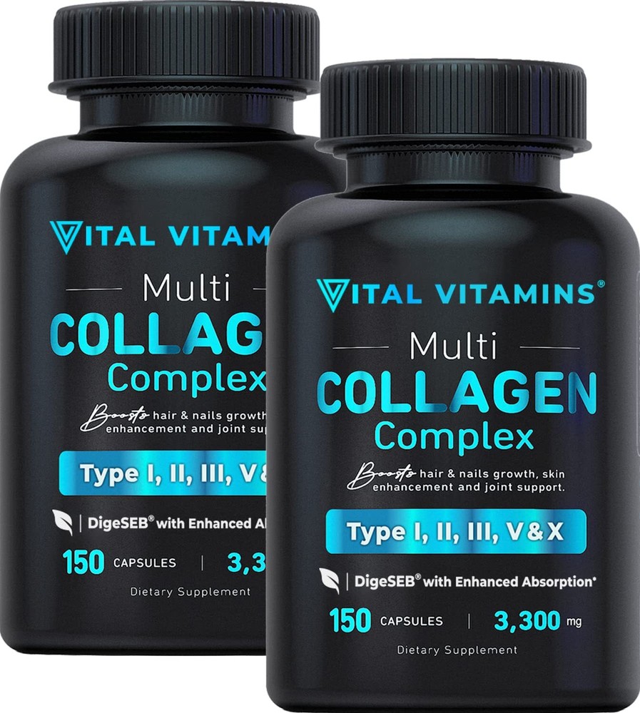 Multi Collagen Pills for Women & Men - Type I II III V X (2 Pack)