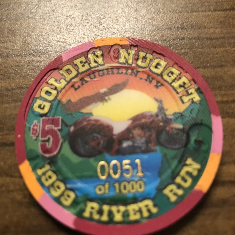 $5 golden nugget river run 1999 obsolete laughlin  casino chip