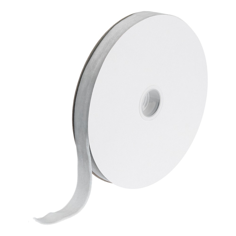 Velvet Ribbon 3/4 Inch x 25 Yard Single Face Spool Silky Fabric Light Grey
