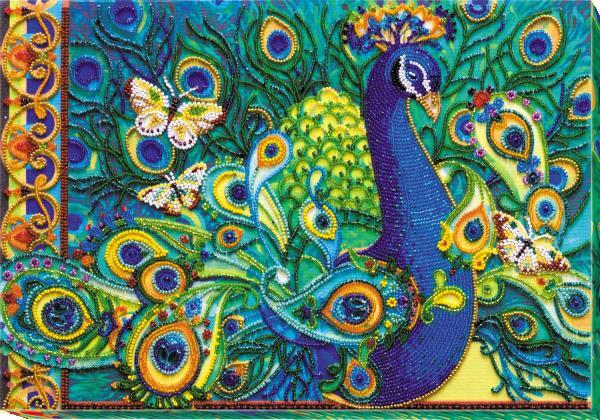 Bead embroidery kit Colorful Fan needlework kit Art canvas beadwork pattern