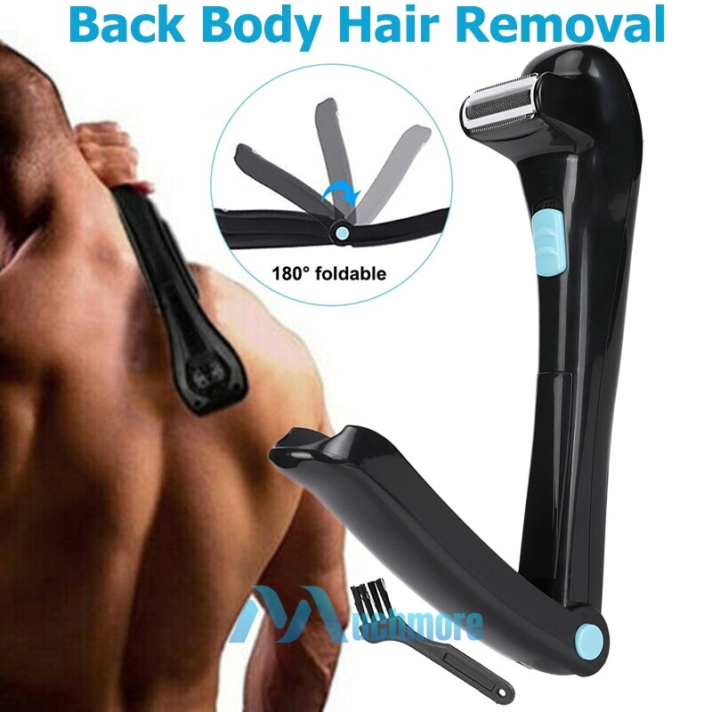 New Electric Back Hair Shaver 2-Heads Groomer Foldable Body Hair Razor Trimmer