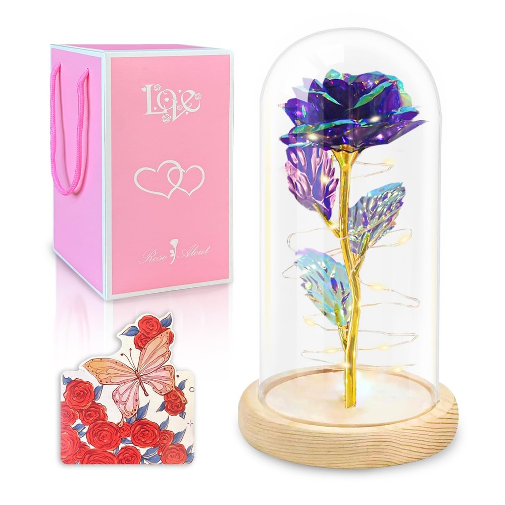 Mothers Day Rose Gift Set for Mom Birthday Purple Rose Flowers for Women-image