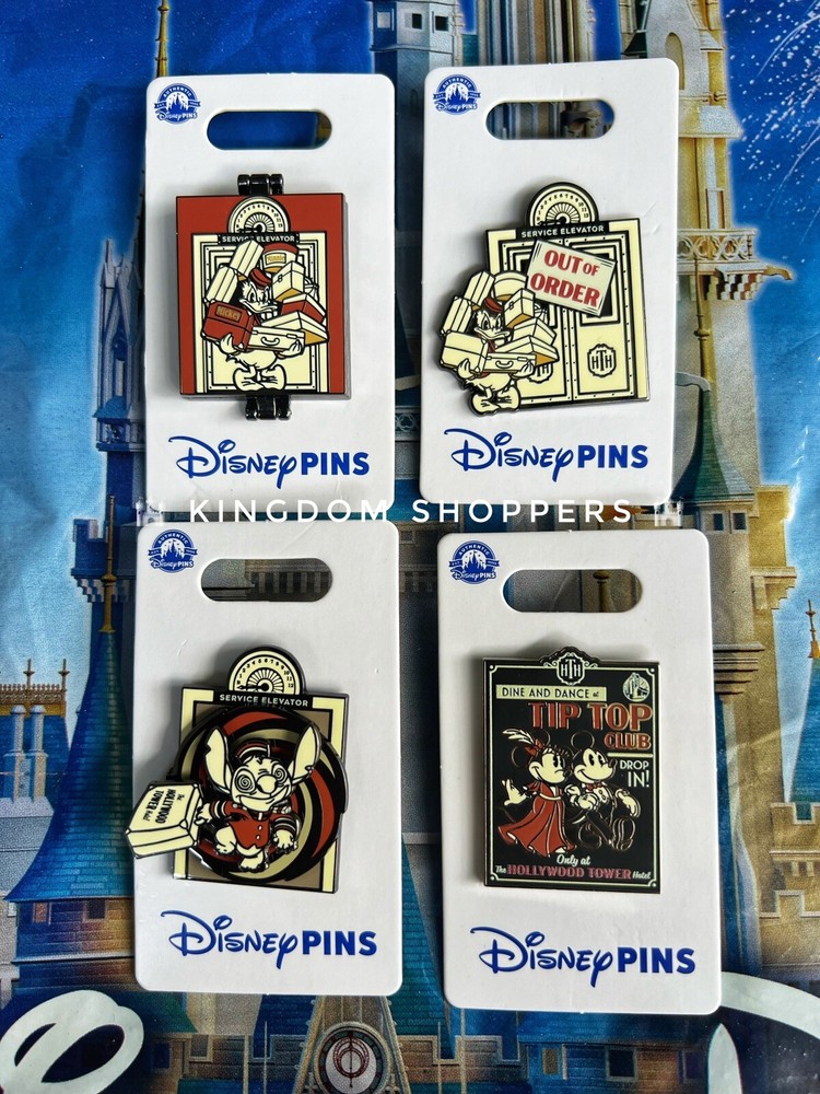 2024 Disney Parks Hollywood Studios Tower Of Terror OE 4 Pin Set Mickey Stitch