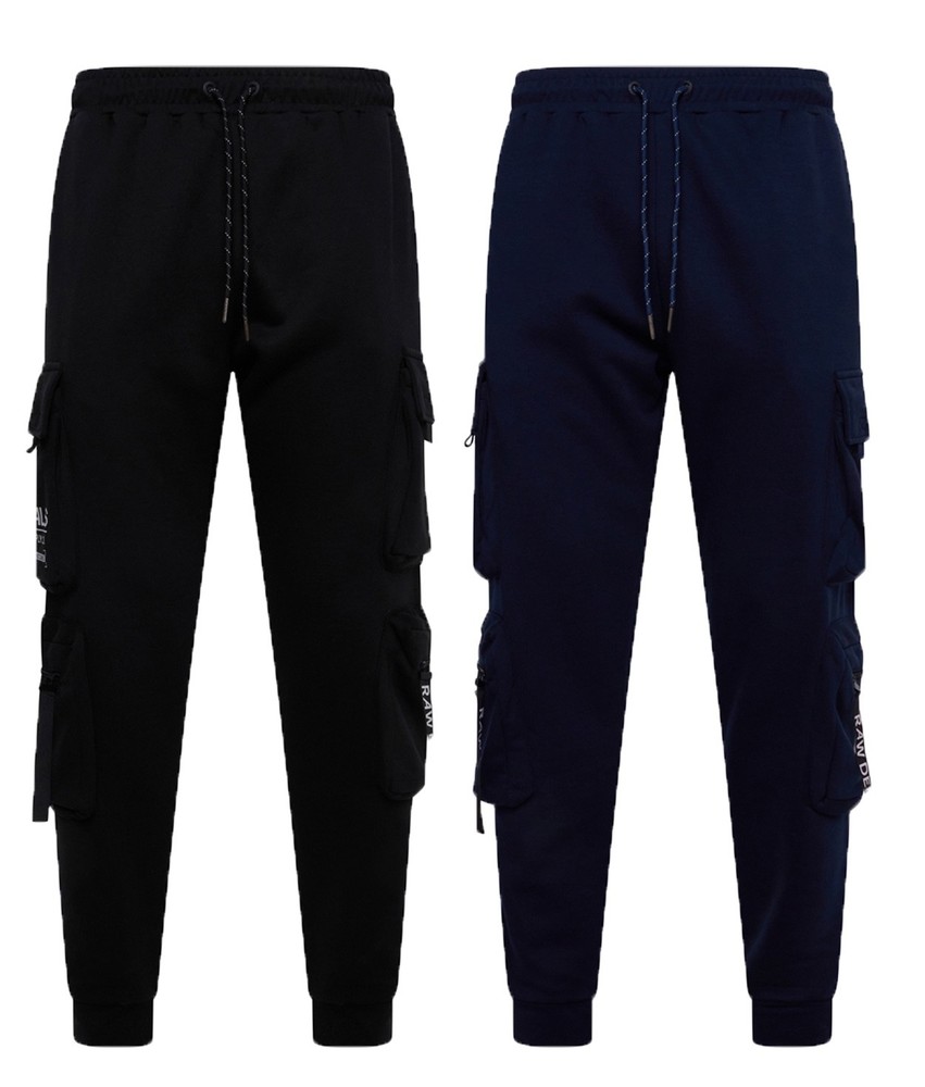 Mens KAM Big Size Cargo Joggers Jogging Trousers Bottoms Elastic Hem  2XL-8XL