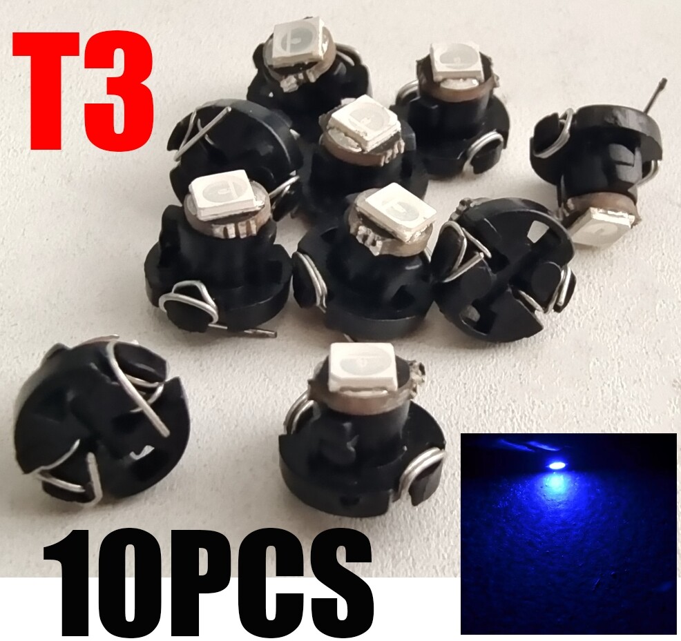 (10 Pcs) Blue T3 Neo Wedge 1-SMD LED Cluster Instrument Dash Climate Light Bulbs
