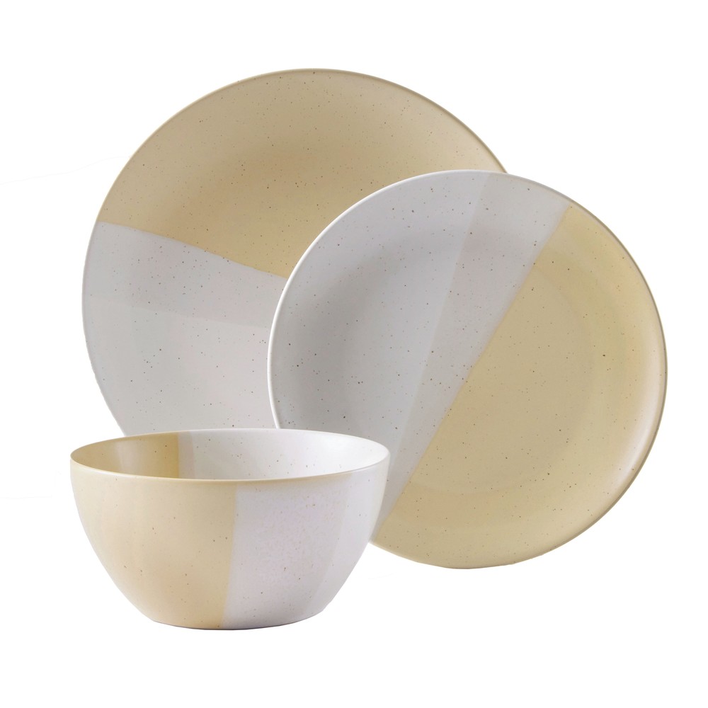 Better Homes & Gardens Yellow Hayes Stoneware 12 Piece Dinnerware Set