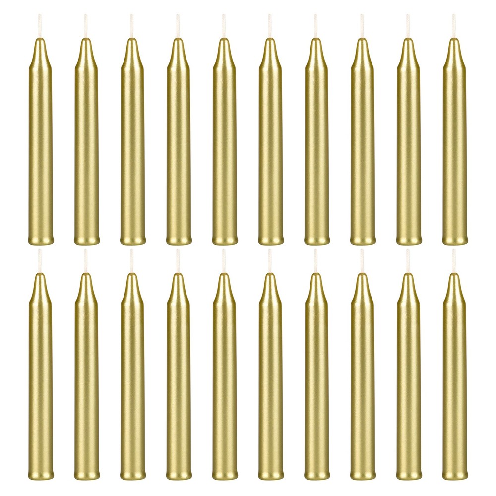 Mega Candles 20-Pack 4 Inch Unscented Gold Mini Taper Spell Candles