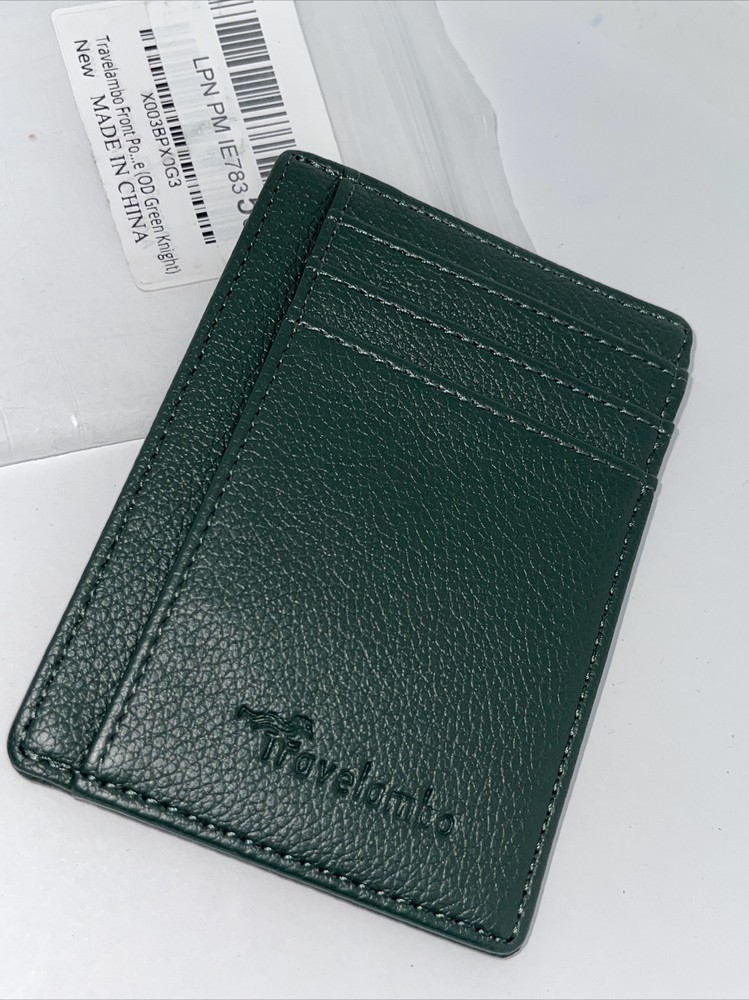 Ultra Slim Knight Green Leather RFID Blocking Credit Card Holder