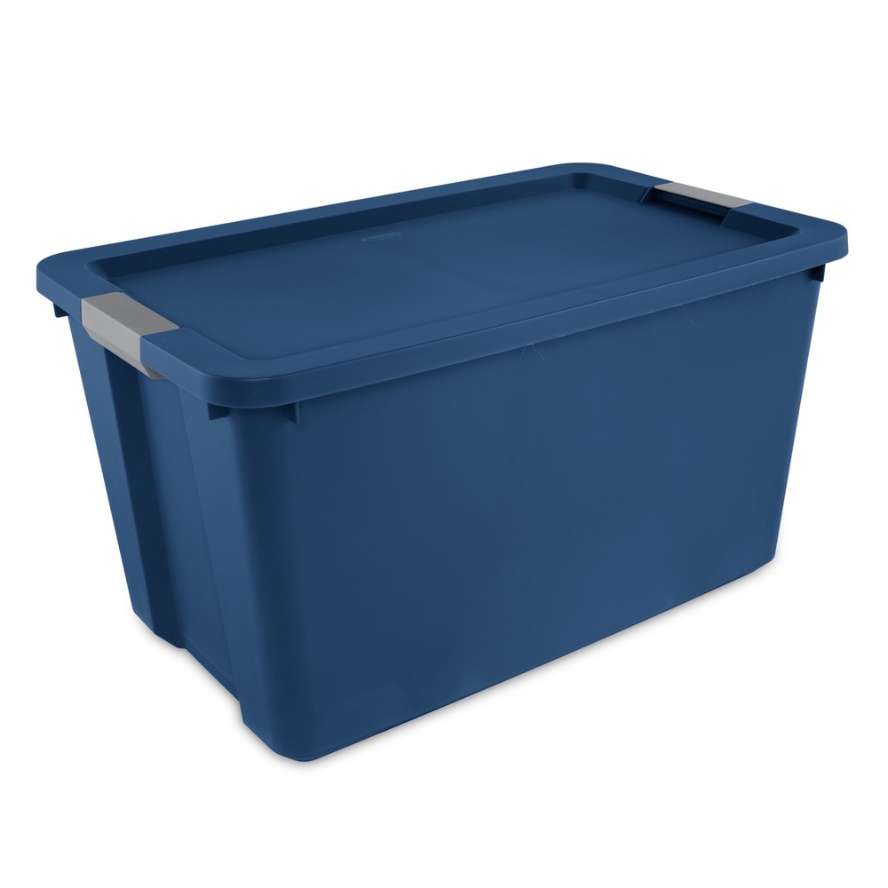 Extra Large Storage Bin, Plastic Storage Container with Latch Lid, Blue