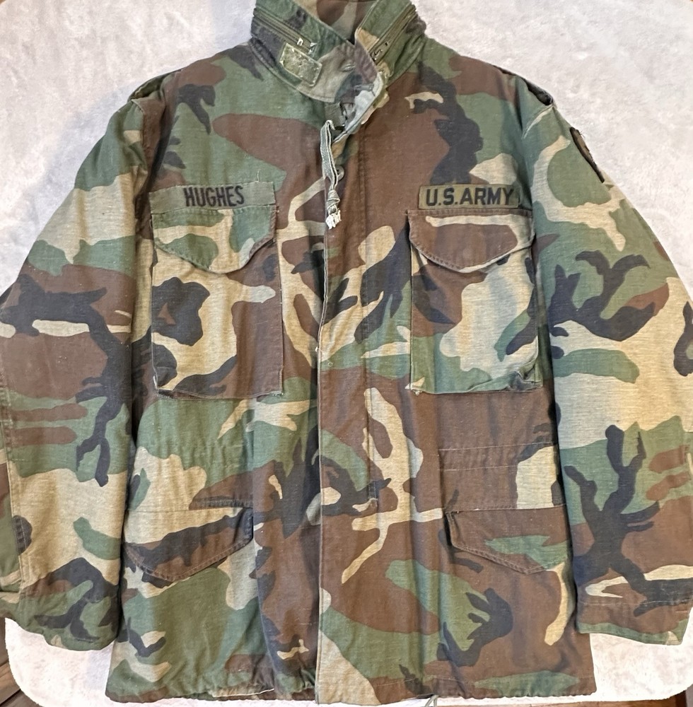 Army Jacket Mens Sz M Camo Camouflage Field Coat Cold Weather Military Lined