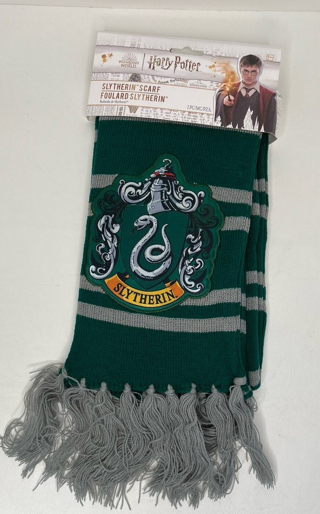 Slytherin House Harry Potter Green & Gray Knit Scarf Wrap NEW