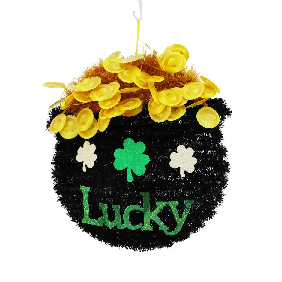 Seasonal Hanging Tinsel Decor: Chose Pot of Gold OR Rainbow apprx 11