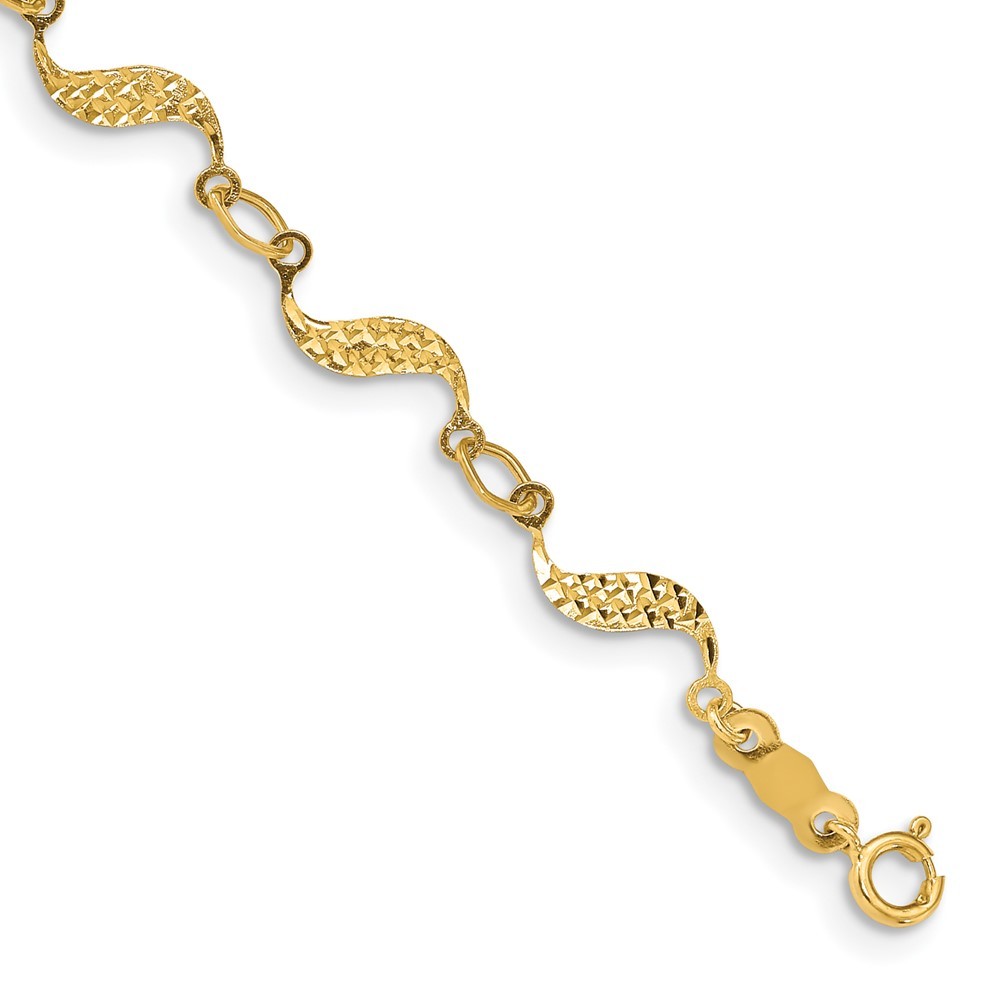 14k Yellow Gold Diamond-Cut Women's Bracelet 7.5 Inch 0.93g