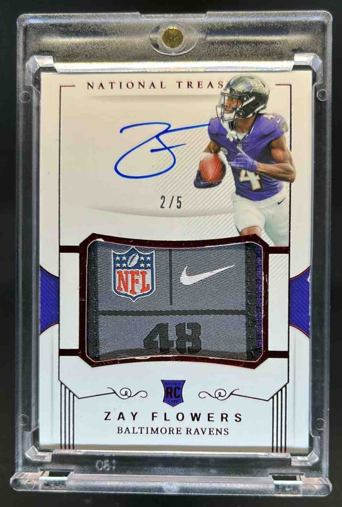 2023 National Treasures Zay Flowers Crossover Rookie Patch Auto Laundry Tag #2/5