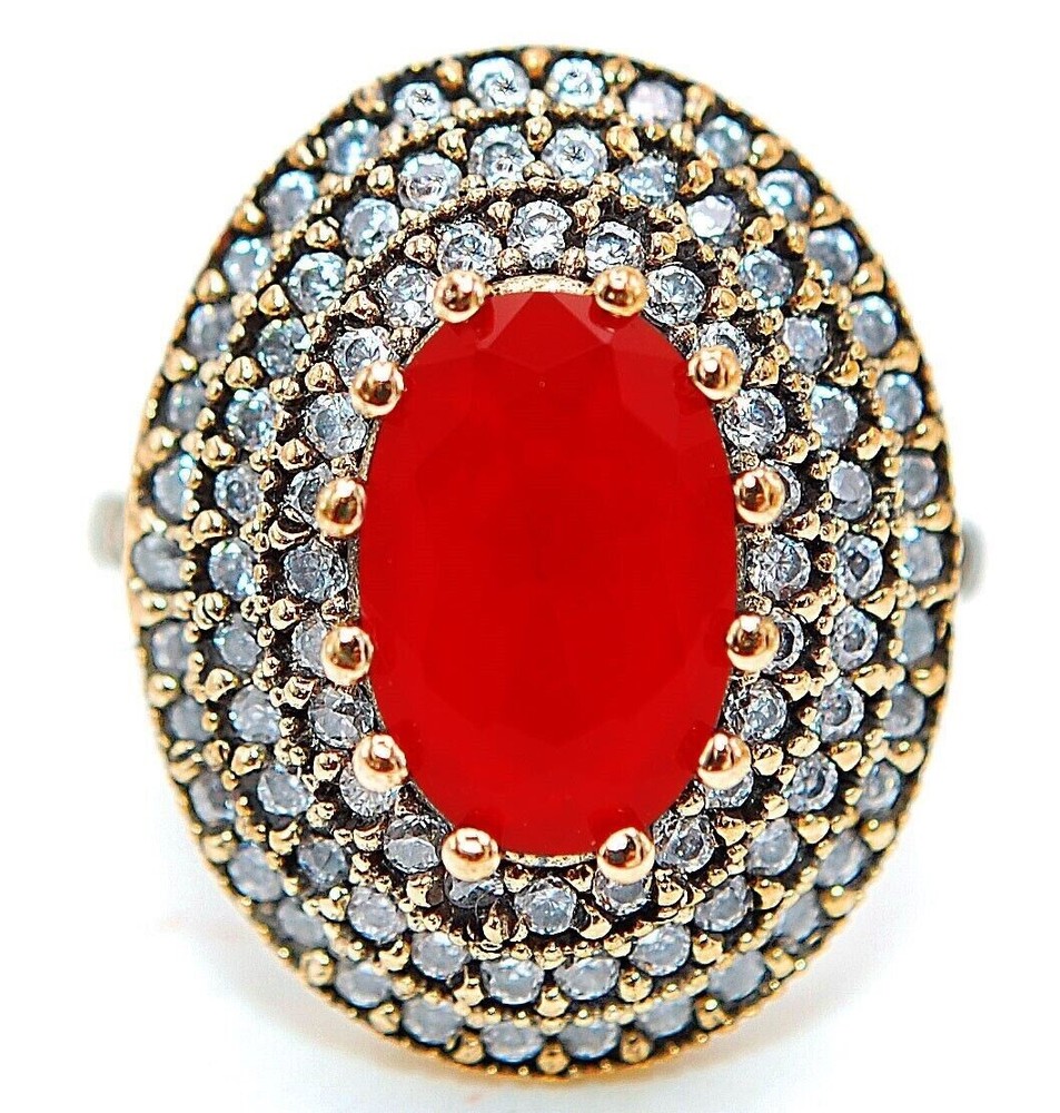 6CT Garnet & Topaz Ottoman Empire Style Sterling Silver Ring Size 8.5