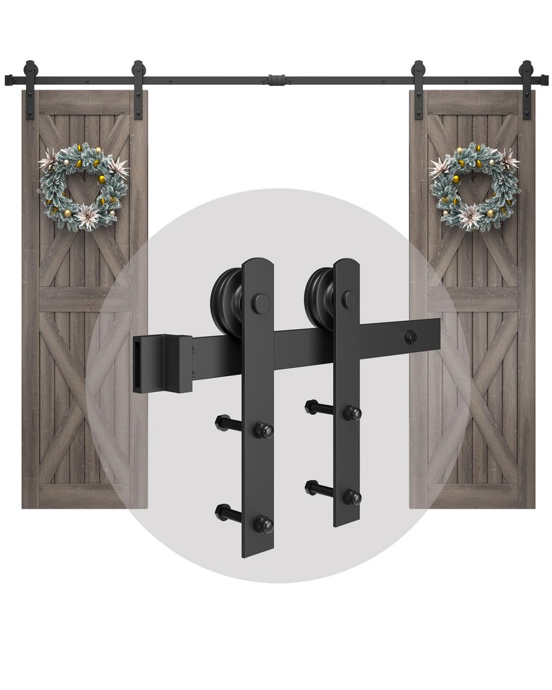 8 FT Double Barn Door Sliding Hardware Kit - Easy Installation-image