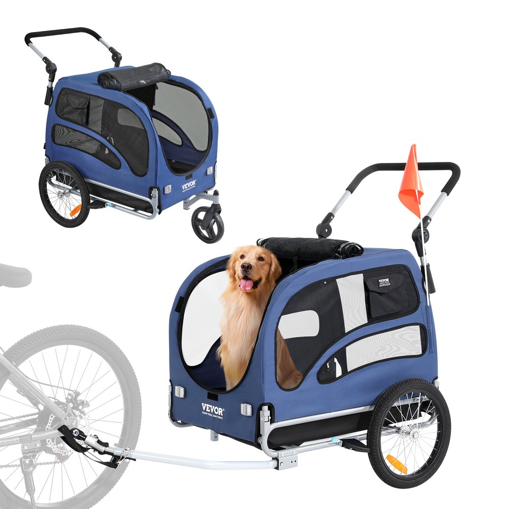 VEVOR Pet Bicycle Trailer & Stroller Dog Cat Bike Carrier 100 lb Water Resistant