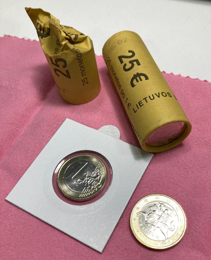 1 euro coin 2015 Lithuania UNC from a bank roll