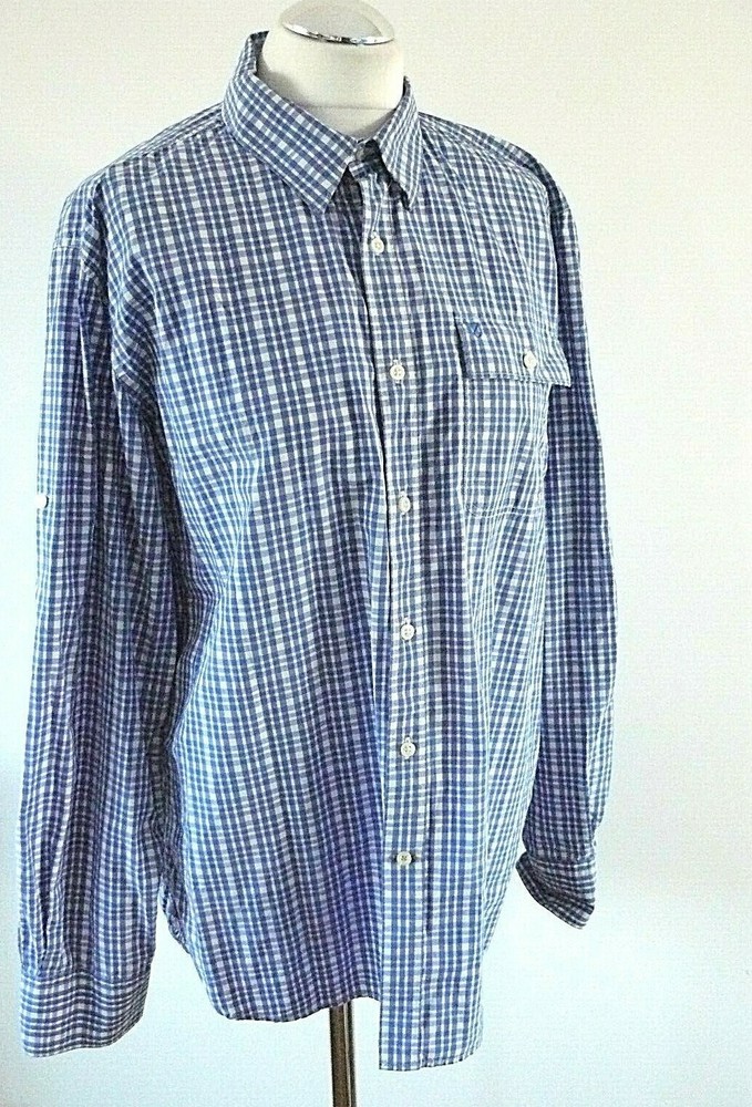 Barbour White Blue Check Cotton Long Sleeve Saltire Logo Shirt L Large Reg Fit