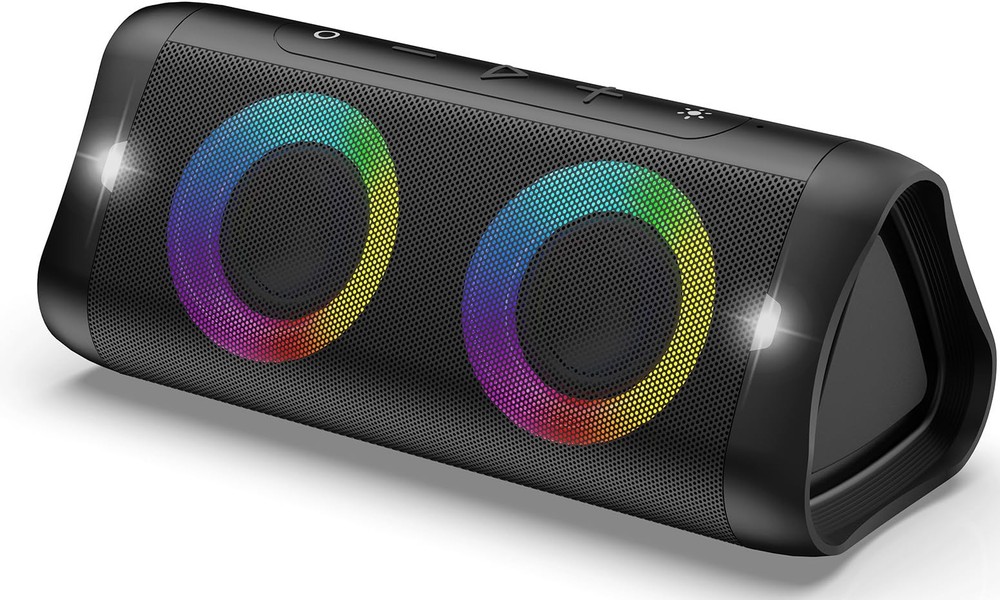 30W Portable Bluetooth Speaker with LED Lights, Bass Boost, IPX5 Waterproof Stereo Sound