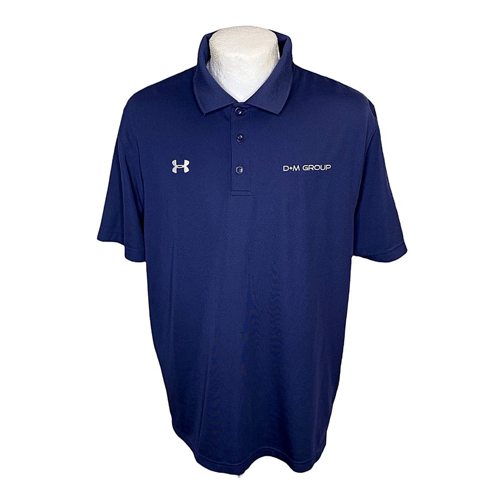 Men's Under Armour Golf Polo Blue Heat Gear Size Large Loose Stretch Logo (2358)
