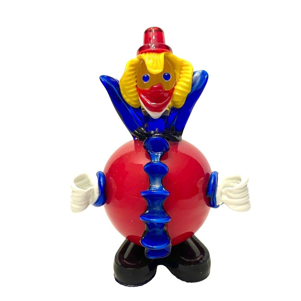 Murano Glass Clown Figurine Italy Art Ball Belly Fratelli Pitau Sculpture Vtg