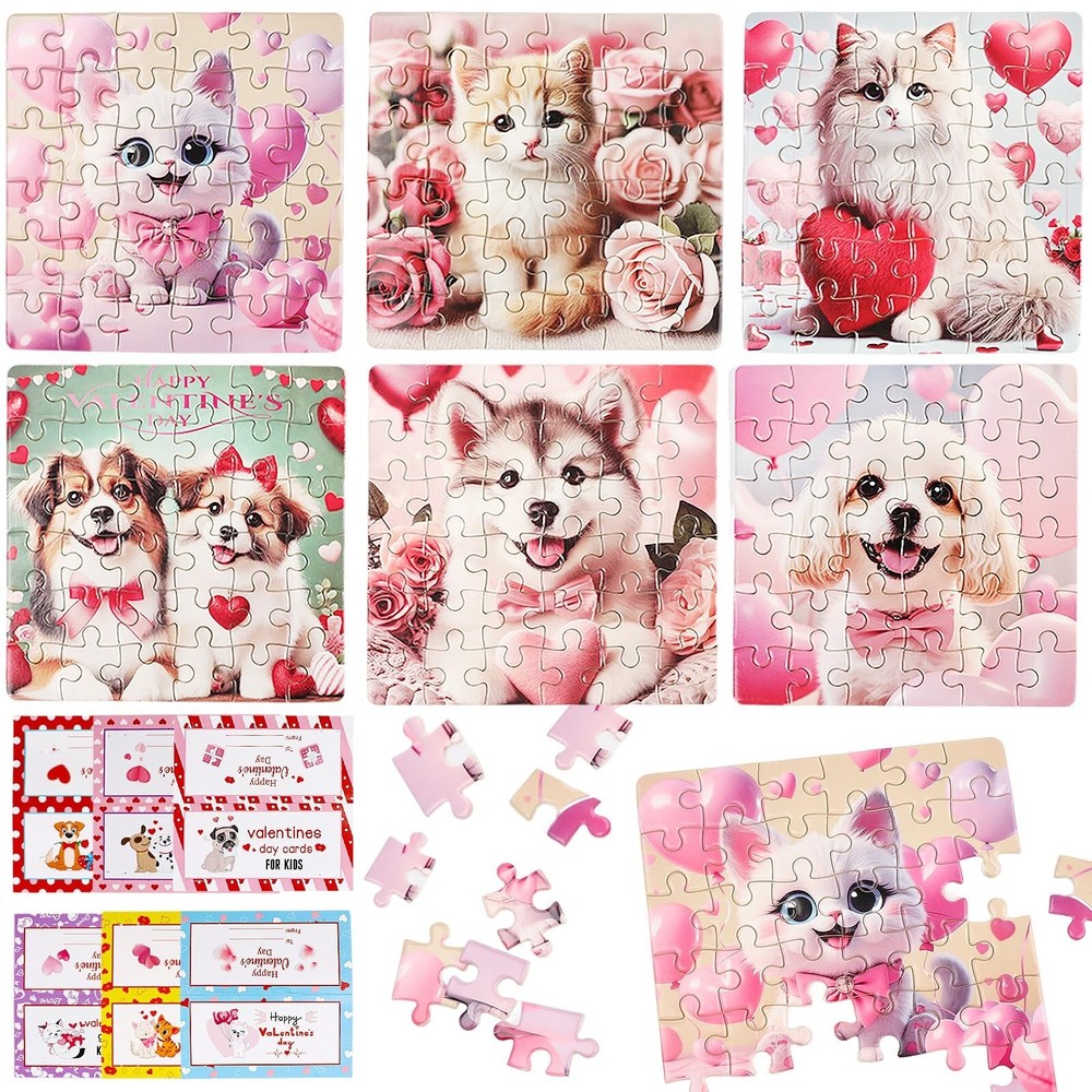 24-Pack Valentine's Day Puzzle Gift Set for Kids Party Favors