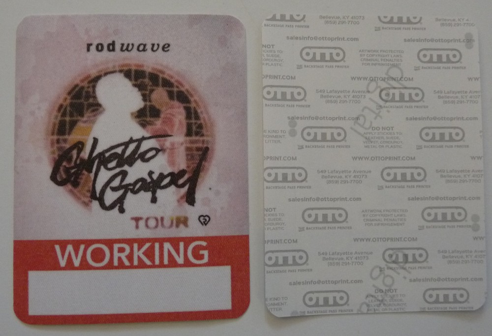 Rod Wave 2020 Ghetto Gospel Concert Tour Red Working Backstage Pass D3