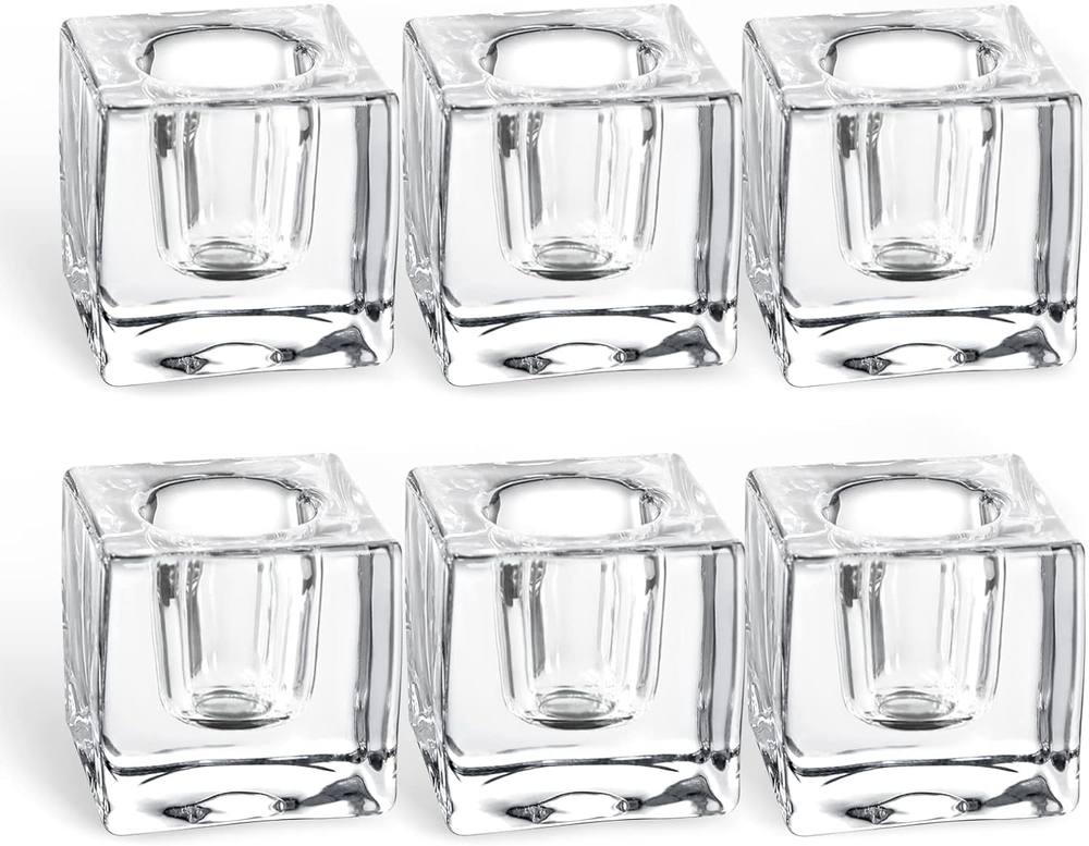 Glass Candle Holder Set of 6 Taper Candle Holders for Candlesticks Clear Crystal