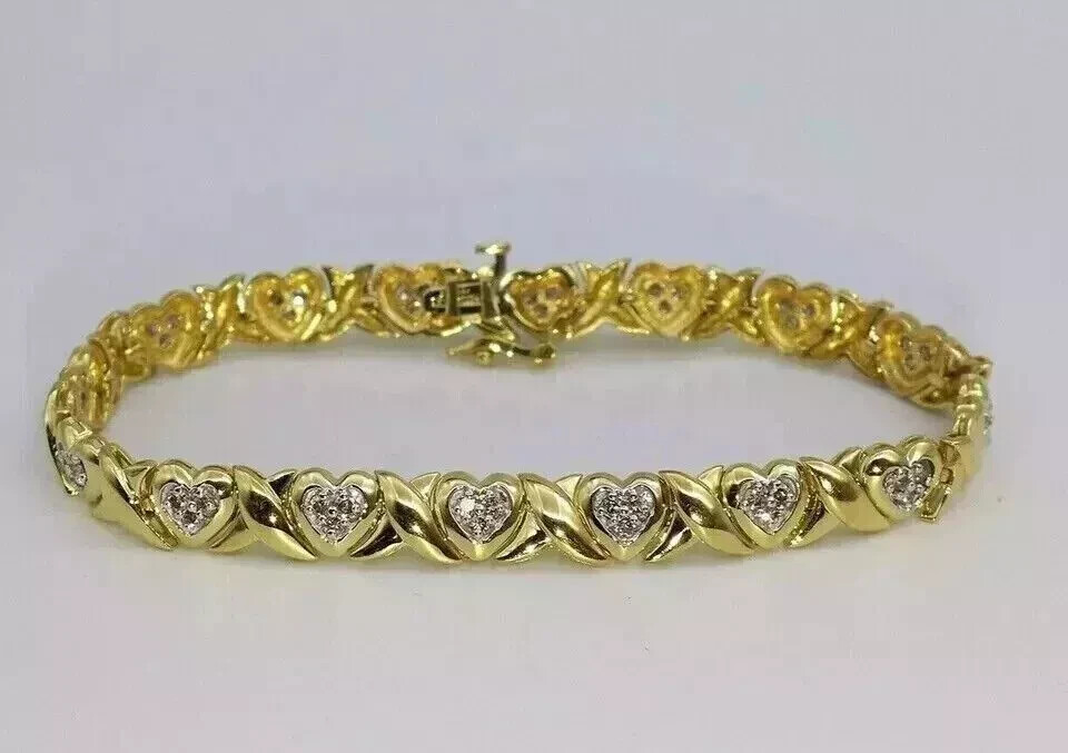 5Ct Lab Diamond Round Cut 14K Gold Plated Tennis Bracelet 7in for Women