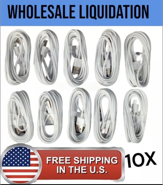 10-Pack OEM Fast Charger Cable Cord For iPhone 5 6 7 8 X 11 12 13 14 Pro 3FT