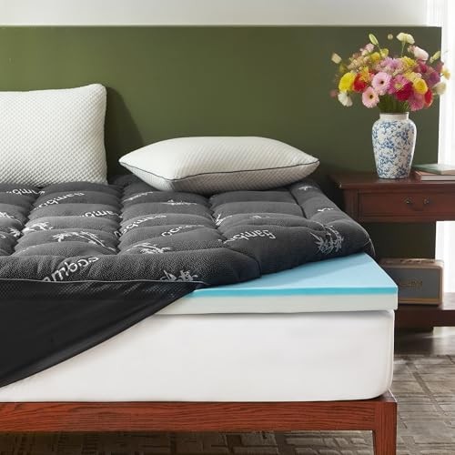 4 Inch Memory Foam Mattress Topper,2-in-1 Dual Layer Design (2