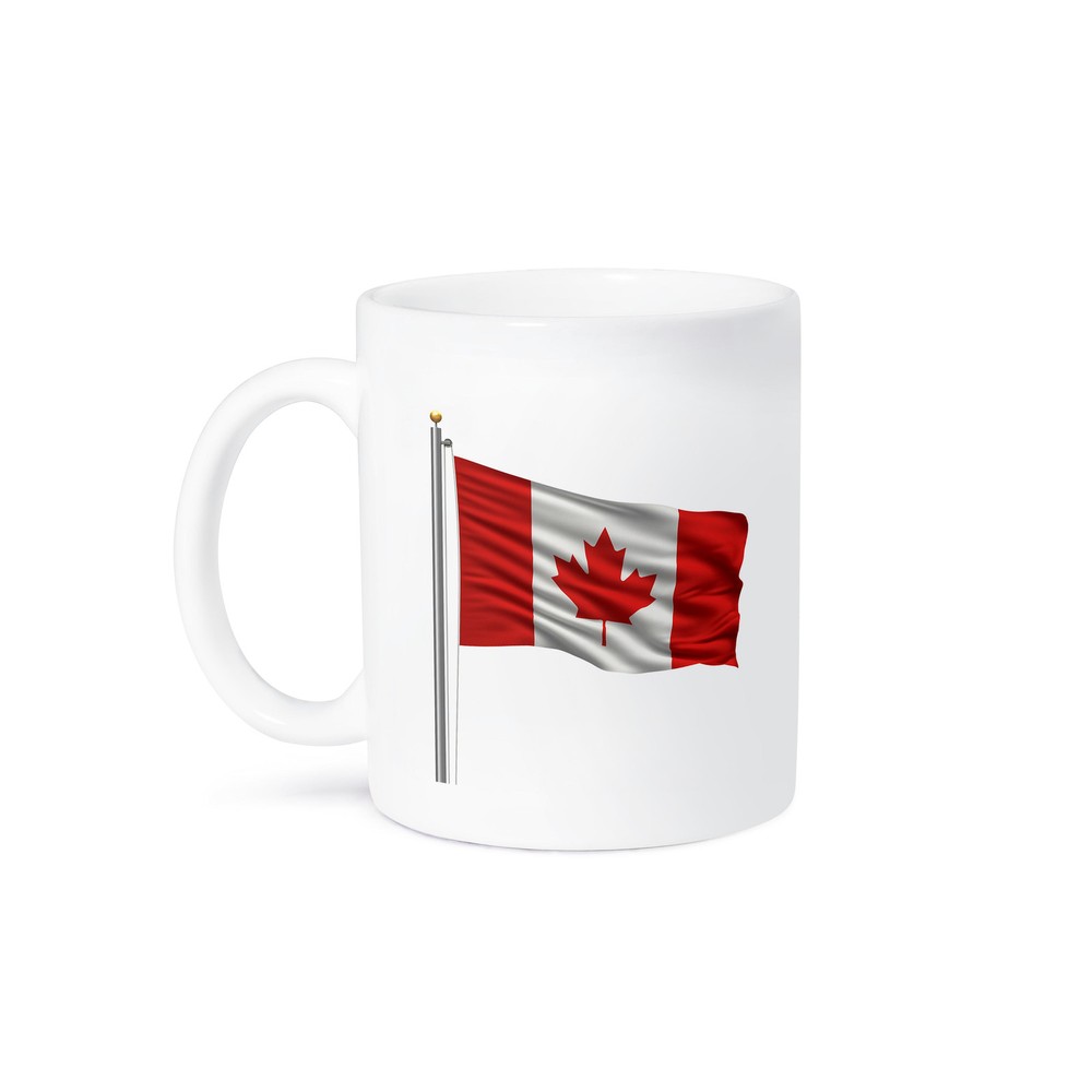 Canada Flag Mug - 3D Rose Design on White Background