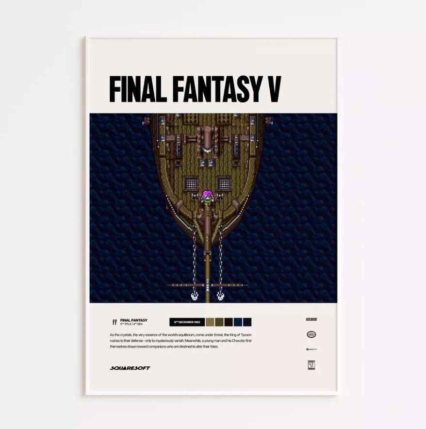 Final Fantasy V (1992) Video Game Art Poster / Print