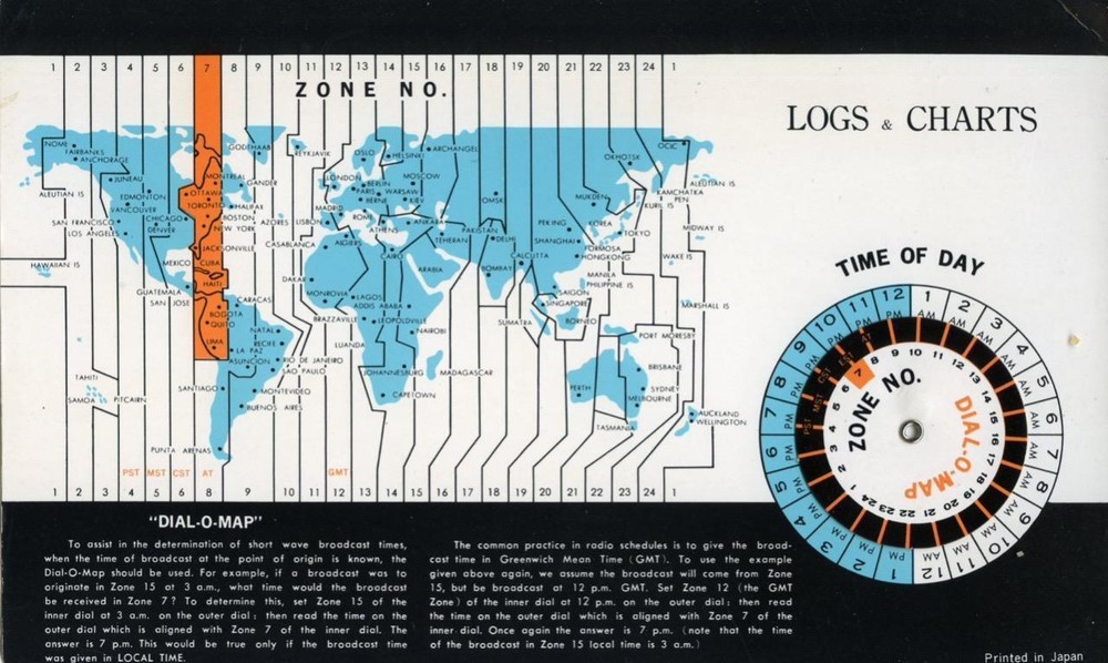 JAPANESE SHORT WAVE DIAL-O-MATIC TIME/ZONE FINDER CIRCA 1950 REF: 2592G