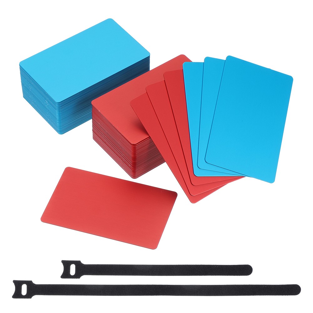Metal Business Card 3.39 x 2.13 Inch Blank Aluminum Red/Sky Blue 100 Pcs