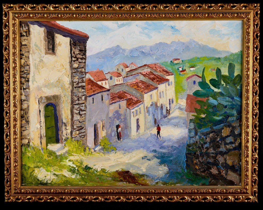 Vintage Impressionist Landscape Oil on Canvas Attributed to Lajos Szentiványi