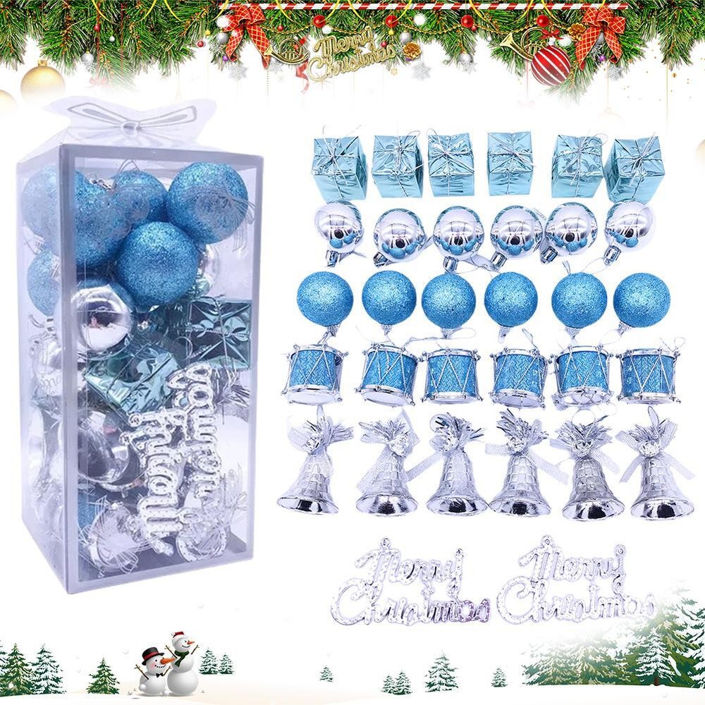 32pcs Christmas Ball Ornaments, Xmas Tree Decormini Gift Package Bell Pendant