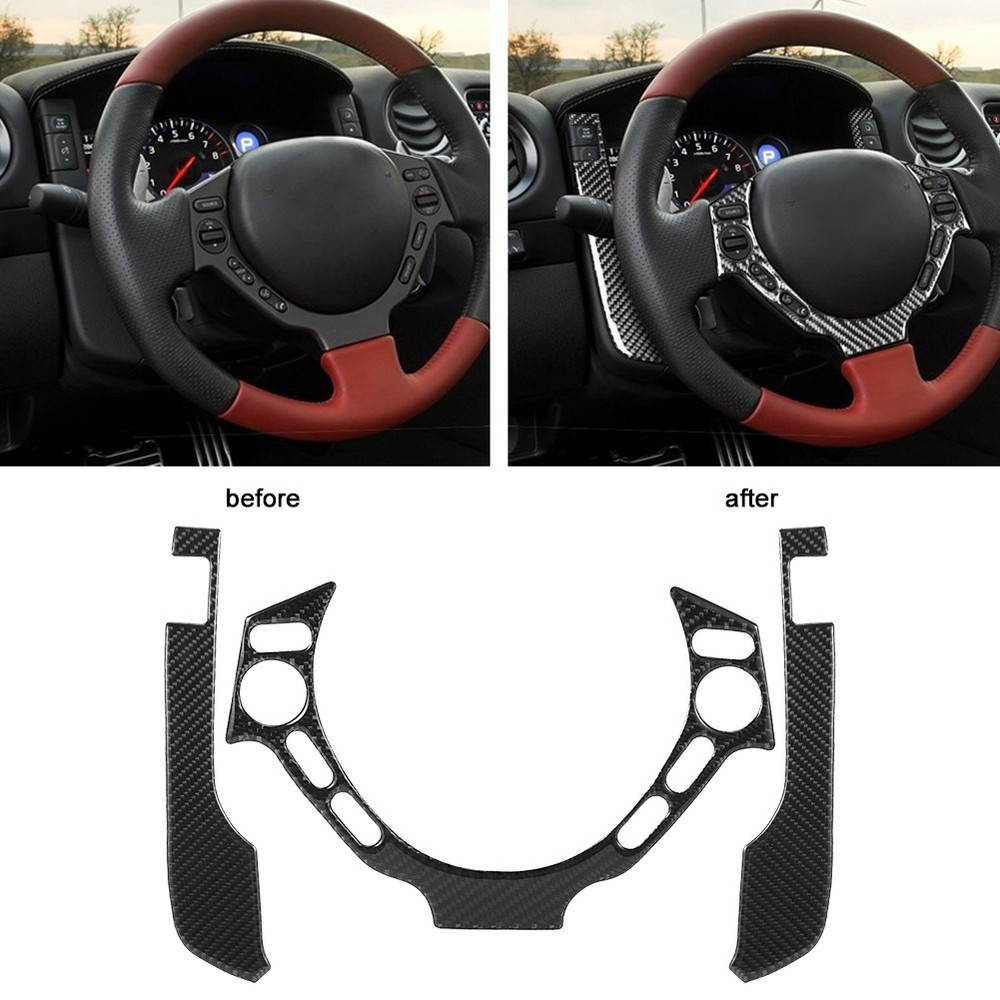 Carbon Fiber Steering Wheel Trim Button Cover for Nissan GTR R35 2008-2016