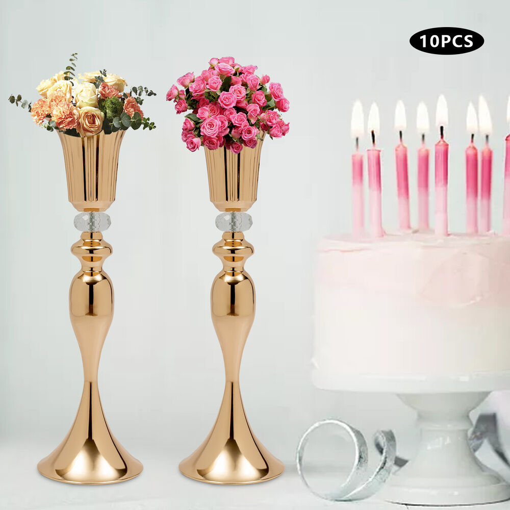 10 Pcs 21.7'' Tall Metal Trumpet Vase Wedding Centerpiece Table Decorative Vase