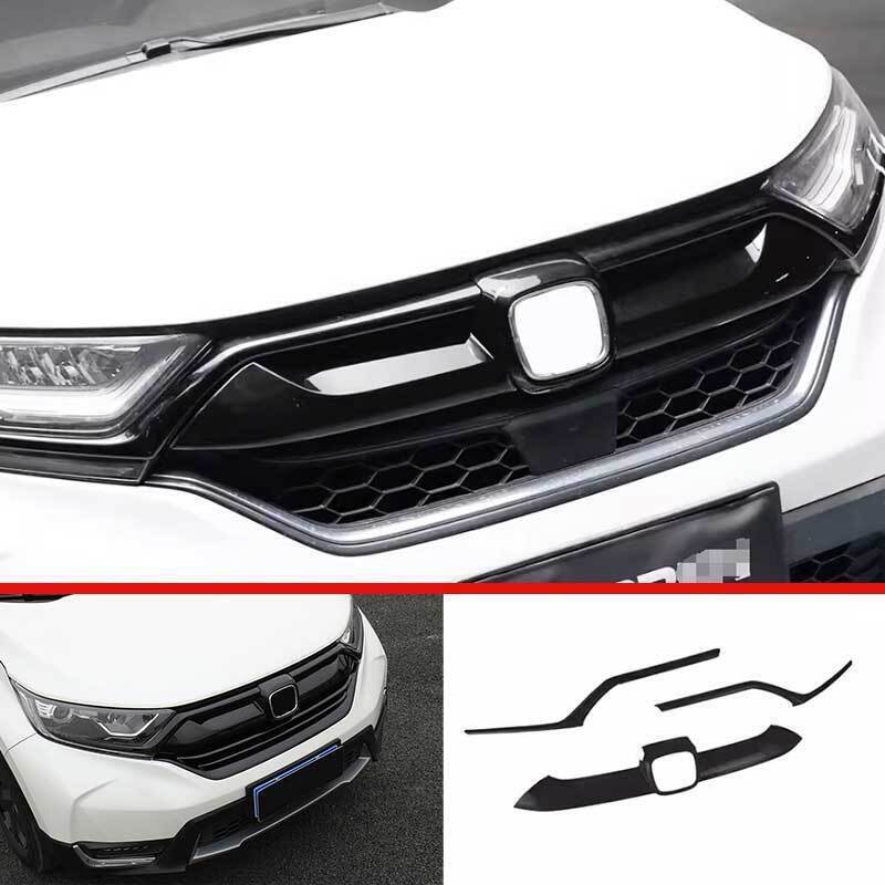3 Glossy Black Hood Trim Strips for 2017-2019 Honda CR-V Grille Cover