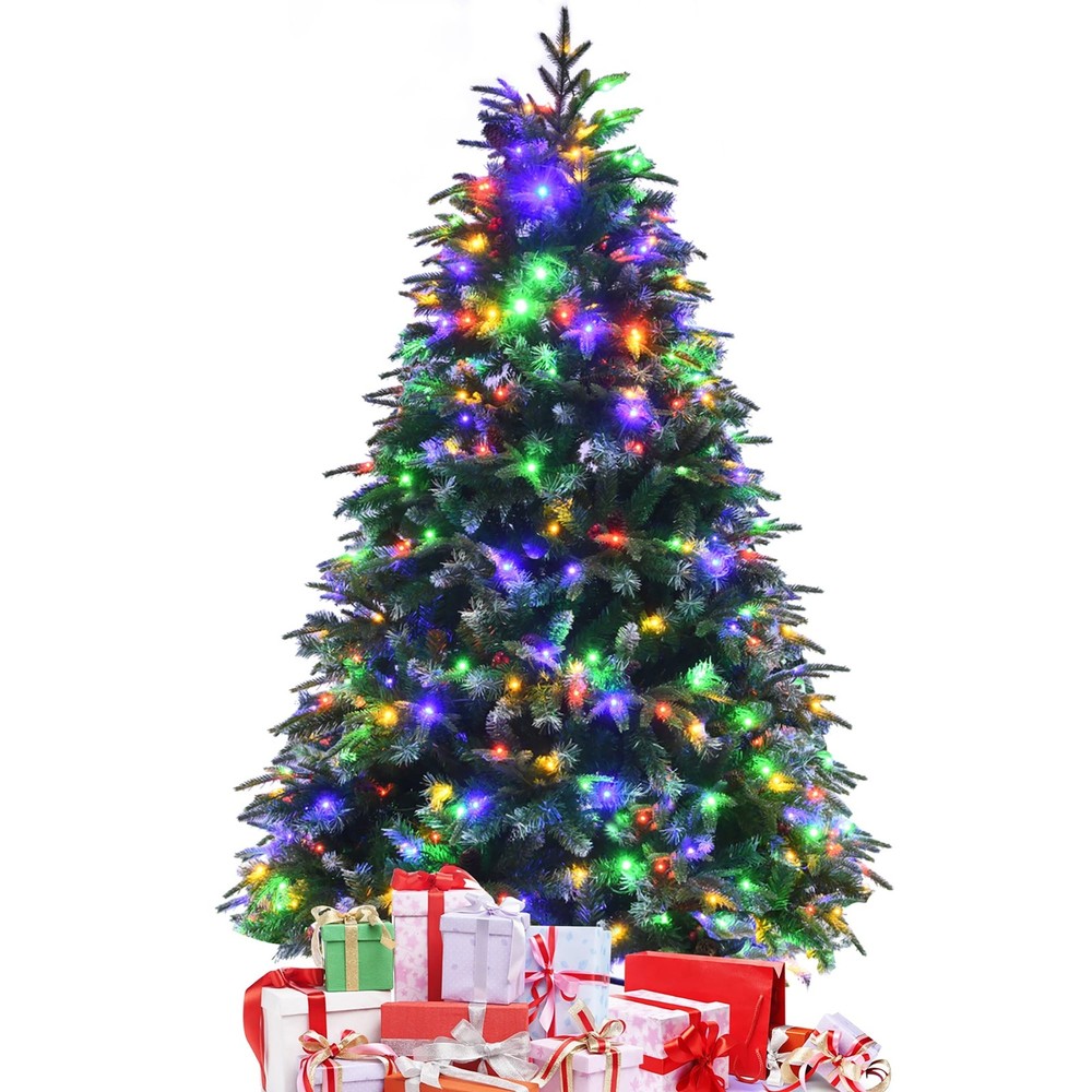 Snowy PreLit Hinged Artificial Christmas Tree with Realistic Look  