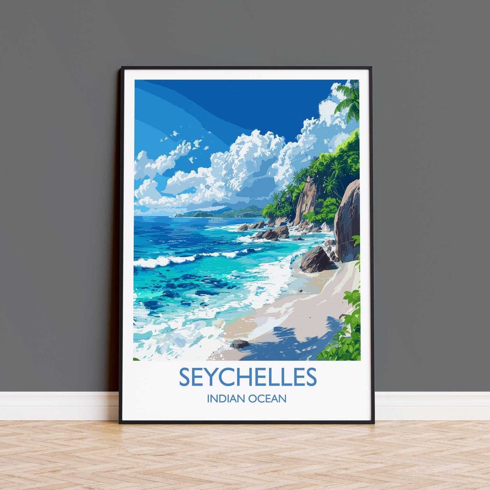 Seychelles Travel Print Wall Art Travel Poster Of Seychelles Indian Ocean