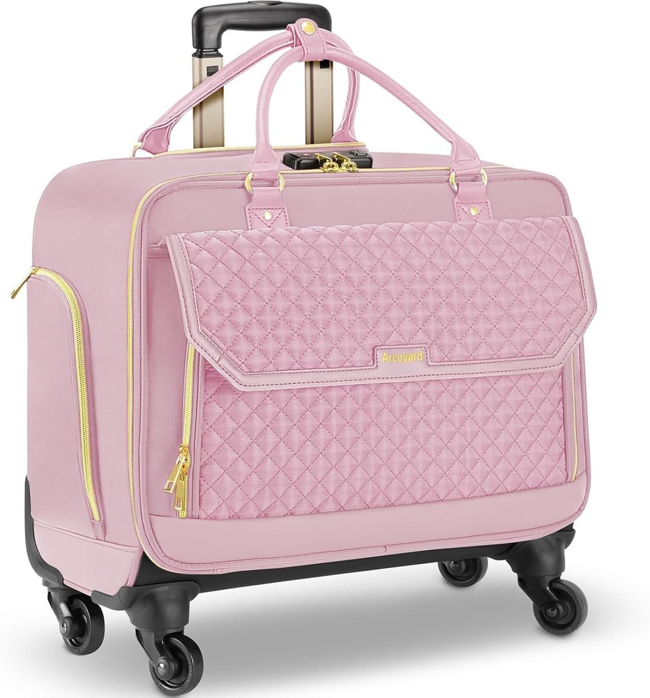 Rolling Laptop Bag, Briefcase for Women with 4 Spinner Wheels and Telescopic ...