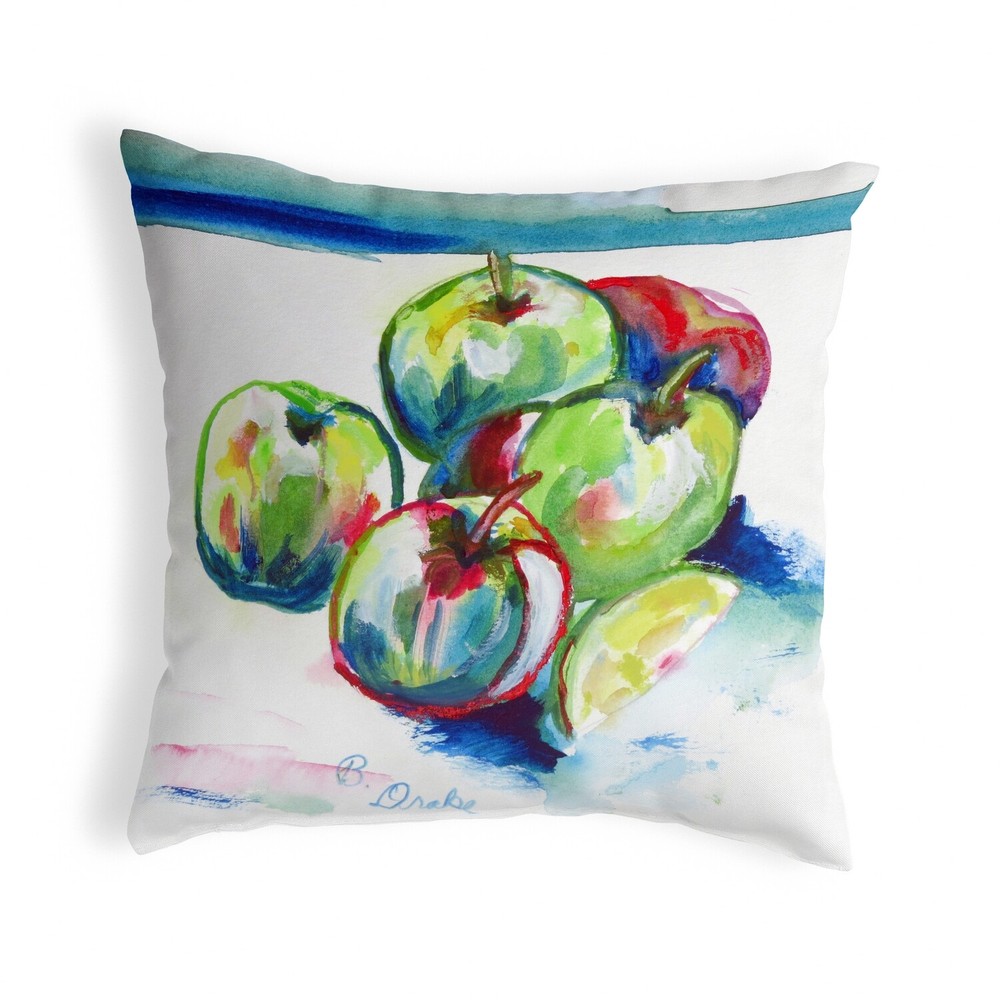Betsy Drake Green Apples No Cord Pillow 18x18